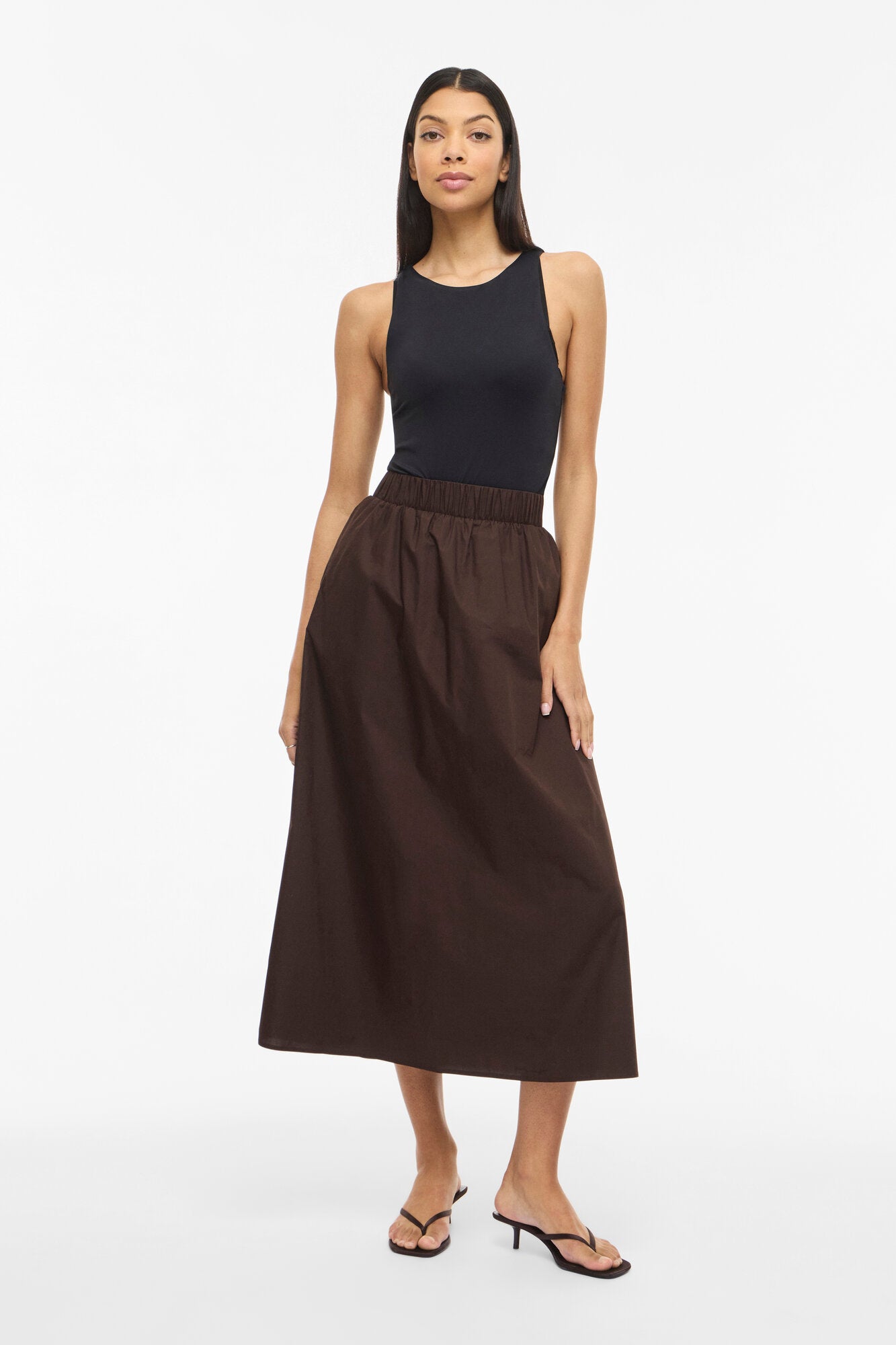 Visophie midi nederdel – Coffee Bean